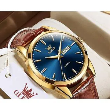 Classic Analog Quartz Watch - OLEVS Brown Leather