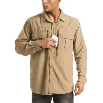 MAGCOMSEN UV Shirts for Men Long Sleeve Fishing Shirts Button Up Work Shirts for Men Hiking Shirts Q...