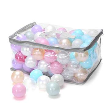 PlayMaty Ball Pit Balls - 100pcs Phthalate Free BPA Free 10 Pearl Colors Balls Crush Proof Stress Balls Swim Pit Fun Toy for Baby Playhouse Pool Birthday Party Decoration (2.2inches)