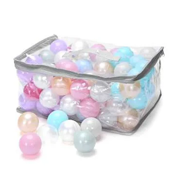 PlayMaty Ball Pit Balls - 100pcs Phthalate Free BPA Free 10 Pearl Colors Balls Crush Proof Stress Balls Swim Pit Fun Toy for Baby Playhouse Pool Birthday Party Decoration (2.2inches)