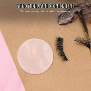 Lurrose 2pcs Eyelash Grafting Gasket Round Pallet Jade Stone Eyelash Extension Glue Pallet Holder Pad for Adults (Pink)