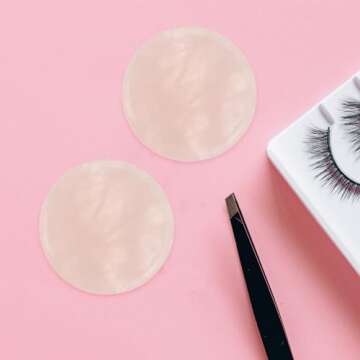 Lurrose 2pcs Eyelash Grafting Gasket Round Pallet Jade Stone Eyelash Extension Glue Pallet Holder Pad for Adults (Pink)