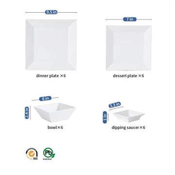 Porlien 24-Piece Classic Square Dinnerware Set for 6