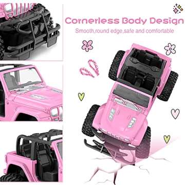 NQD Pink RC Cars 1:16 Scale with DIY Sticker, Remote Control Car for Girls, 80 Min Play 2.4Ghz Jeep ...