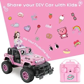 NQD Pink Remote Control Jeep for Girls Aged 4-10