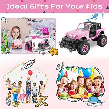 NQD Pink RC Cars 1:16 Scale with DIY Sticker, Remote Control Car for Girls, 80 Min Play 2.4Ghz Jeep RC Trucks,Little Girl Toys Gifts for 4-5 6-7 8-10 Years Old