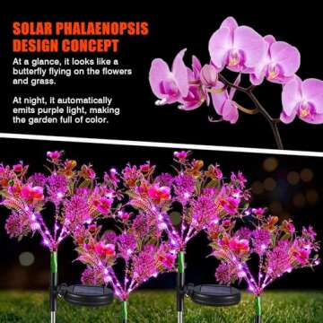 Neporal Solar Garden Lights, 4PK Purple Phalaenopsis Solar Flowers Outdoor Waterproof, Solar Lights ...