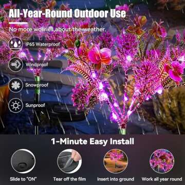 Neporal Solar Garden Lights, 4PK Purple Phalaenopsis Solar Flowers Outdoor Waterproof, Solar Lights Outdoor Decorative for Garden Decor, Outdoor Decor, Yard Decor, Halloween Decorations Outdoor