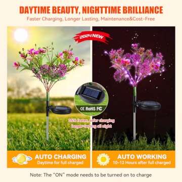 Neporal Solar Garden Lights, 4PK Purple Phalaenopsis Solar Flowers Outdoor Waterproof, Solar Lights Outdoor Decorative for Garden Decor, Outdoor Decor, Yard Decor, Halloween Decorations Outdoor