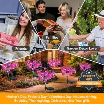 Neporal Solar Garden Lights, 4PK Purple Phalaenopsis Solar Flowers Outdoor Waterproof, Solar Lights Outdoor Decorative for Garden Decor, Outdoor Decor, Yard Decor, Halloween Decorations Outdoor