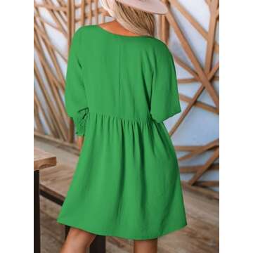 Dokotoo Womens Spring Summer Sundress 2024 Fashion Cute Babydoll Tunic Dress Casual Loose Short Slee...