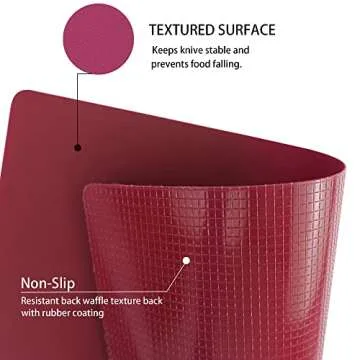 ZVP Plastic Cutting Boards for Kitchen, Flexible Cutting Mats, Colorful Chopping Boards with Food Icon, Non-Slip, Non Porous, BPA Free, Dishwasher Safe Rainbow