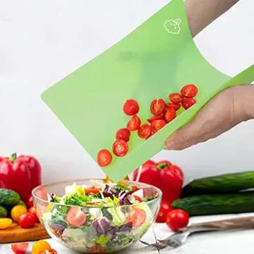 ZVP Plastic Cutting Boards for Kitchen, Flexible Cutting Mats, Colorful Chopping Boards with Food Icon, Non-Slip, Non Porous, BPA Free, Dishwasher Safe Rainbow