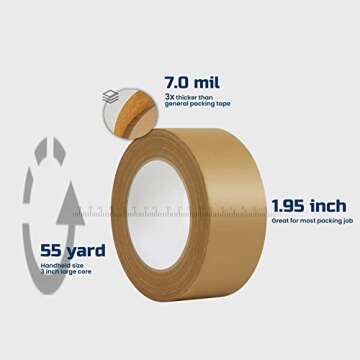 Lichamp Brown Packing Tape, Kraft Paper Tape Brown Gummed Tape for Packing Boxes, Shipping Cardboard...