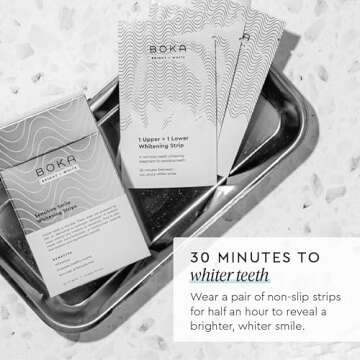 Boka New Teeth Whitening Strips for Adults - 32 White Strips (16 Treatments) - Nano Hydroxyapatite & Pap for Sensitive Teeth - Enamel Safe & Peroxide Free for Coffee, Wine, Tobacco, & Other Stains