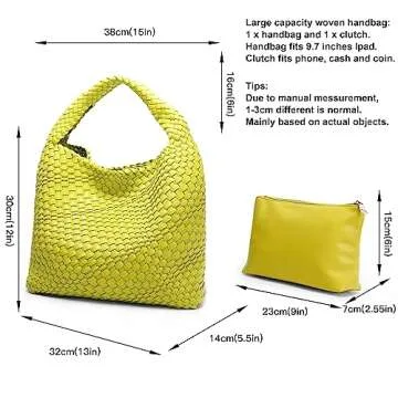 Queenoris Fashion Woven Purse for Women Top-handle Shoulder Bag Soft Summer Hobo Tote Bag (Fruit Green)