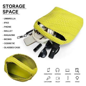 Queenoris Fashion Woven Purse for Women Top-handle Shoulder Bag Soft Summer Hobo Tote Bag (Fruit Green)