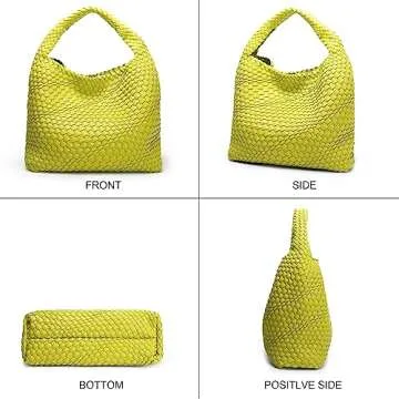 Queenoris Fashion Woven Purse for Women Top-handle Shoulder Bag Soft Summer Hobo Tote Bag (Fruit Green)