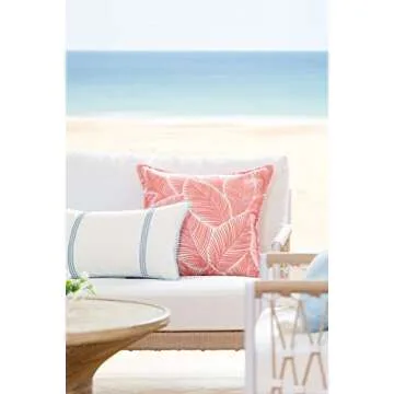 Hofdeco Premium Coastal Patio Indoor Outdoor Pillow Cover Only, 20"x20" Water Resistant for Backyard...