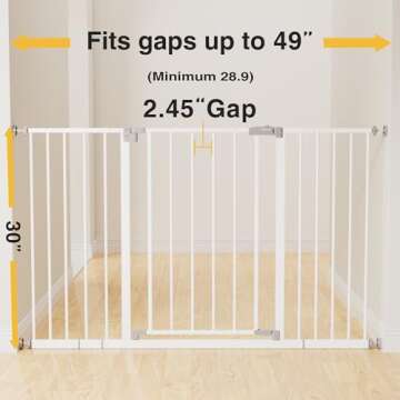 InnoTruth 28.9-49" Baby Gate for Stairs, 30" Tall Extra Wide Dog Gates for Doorways, One-Hand Openin...