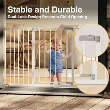 InnoTruth 28.9-49" Baby Gate for Stairs, 30" Tall Extra Wide Dog Gates for Doorways, One-Hand Opening, Easy Walk Thru Dual Lock Dog Gates for the House, Hallways, Bedrooms, Easy Install Kid Gate,White
