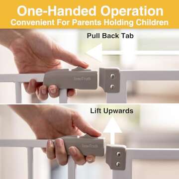 InnoTruth 28.9-49" Baby Gate for Stairs, 30" Tall Extra Wide Dog Gates for Doorways, One-Hand Opening, Easy Walk Thru Dual Lock Dog Gates for the House, Hallways, Bedrooms, Easy Install Kid Gate,White