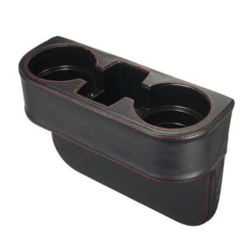 IOKONE Leather Cover Car Cup Holder Organizer for Front Seat