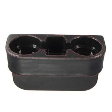 IOKONE Leather Cover Car Cup Holder Organizer for Front Seat