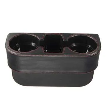 IOKONE Leather Cover Car Cup Holder Organizer for Front Seat