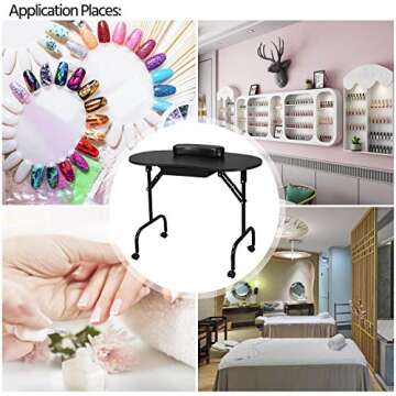 Yaheetech 37-inch Portable & Foldable Manicure Table Nail Desk Workstation with Large Drawer/Client Wrist Pad/Controllable Wheels/Carrying Case for Spa Beauty Salon Black