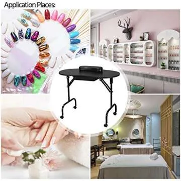 Yaheetech 37-inch Portable & Foldable Manicure Table Nail Desk Workstation with Large Drawer/Client Wrist Pad/Controllable Wheels/Carrying Case for Spa Beauty Salon Black