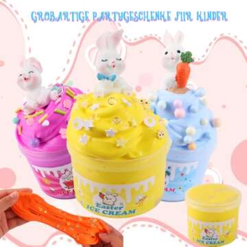 iMiibel 6 Pcs PreFilled Easter Eggs with Butter Slime Kit for Kids Charms Toys Inside for Kids Girls...