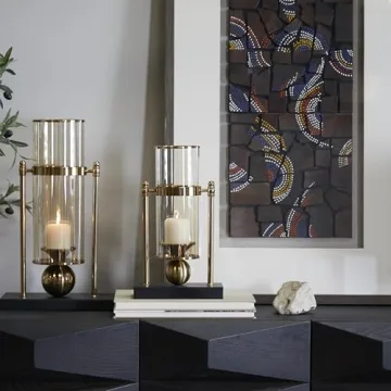 Elegant CosmoLiving Metal Candle Holder - 8" Gold Design