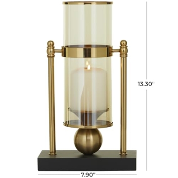 Elegant CosmoLiving Metal Candle Holder - 8" Gold Design