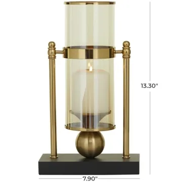 Elegant CosmoLiving Metal Candle Holder - 8" Gold Design