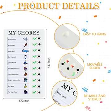 Queekay 4 Pcs Blank Chore Chart Kids Chore Chart, Plastic Checklist Board with 8 Detachable Cardstoc...