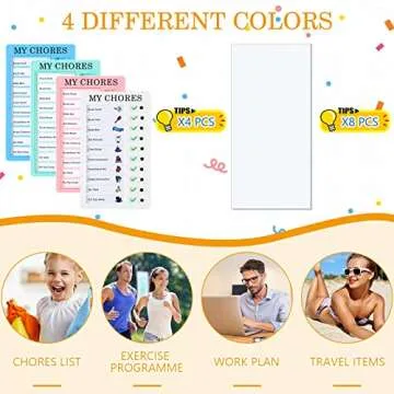 Queekay 4 Pcs Blank Chore Chart Kids Chore Chart, Plastic Checklist Board with 8 Detachable Cardstock to Do List for Home Routine Planning (My Chores)