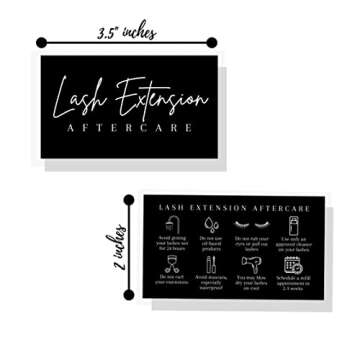 Lash Aftercare Extension Cards | 50 Pack | Eyelash False 2 x 3.5” inches Symbols 2-3 Week Refill I...