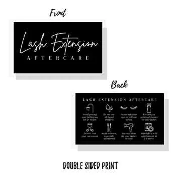 Lash Aftercare Extension Cards | 50 Pack | Eyelash False 2 x 3.5” inches Symbols 2-3 Week Refill Instructions Minimalist White and Black How to Care for Your Extensions lash Artists Hand to customers