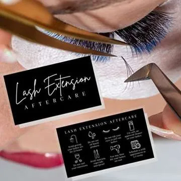 Lash Aftercare Extension Cards | 50 Pack | Eyelash False 2 x 3.5” inches Symbols 2-3 Week Refill Instructions Minimalist White and Black How to Care for Your Extensions lash Artists Hand to customers
