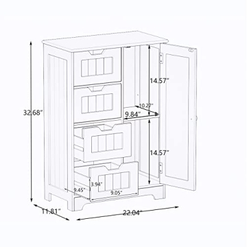 RASOO Bathroom Storage Cabinet White Modern Floor Storage Solution