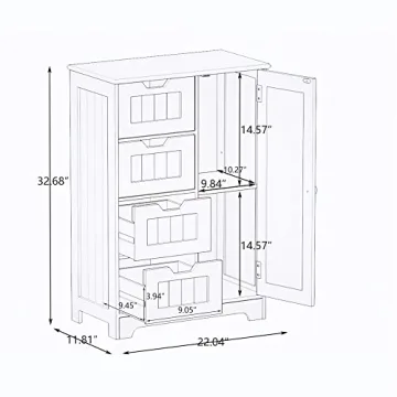 RASOO Bathroom Storage Cabinet White Modern Floor Storage Solution