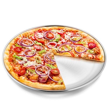 P&P CHEF 13½ inch Pizza Pan, Pizza Tray, Stainless Steel Round Pizza Plate for Baking Serving Roast...
