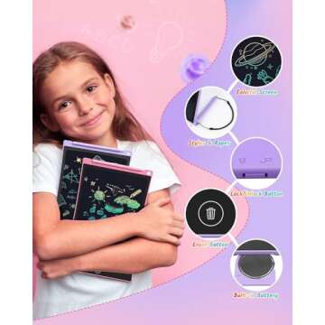 TECJOE 2 Pack LCD Writing Tablet, 8.5 Inch Colorful Doodle Board Drawing Tablet for Kids, Kids Trave...
