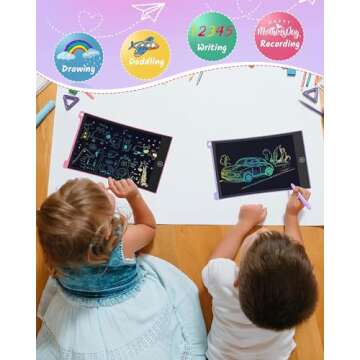 TECJOE 2 Pack Colorful LCD Writing Tablets for Kids