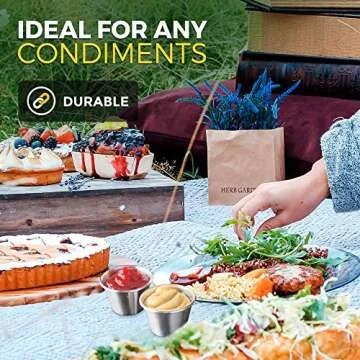 Fit Meal Prep [24 Pack] 2.5 oz Stainless Steel Dipping Sauce Cups, Reusable Metal Ramekins, Commercial Grade Condiment Bowls, Individual Portion Cups, Small Round Au Jus Cup for Home, Restaurant