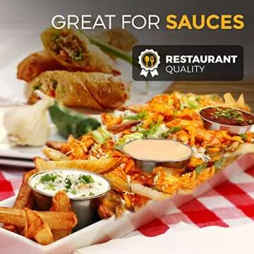 Fit Meal Prep [24 Pack] 2.5 oz Stainless Steel Dipping Sauce Cups, Reusable Metal Ramekins, Commercial Grade Condiment Bowls, Individual Portion Cups, Small Round Au Jus Cup for Home, Restaurant