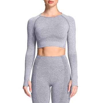 Athletic Aoxjox Long Sleeve Crop Top for Women