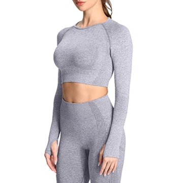 Athletic Aoxjox Long Sleeve Crop Top for Women