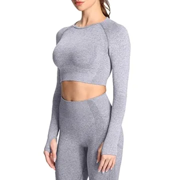 Athletic Aoxjox Long Sleeve Crop Top for Women